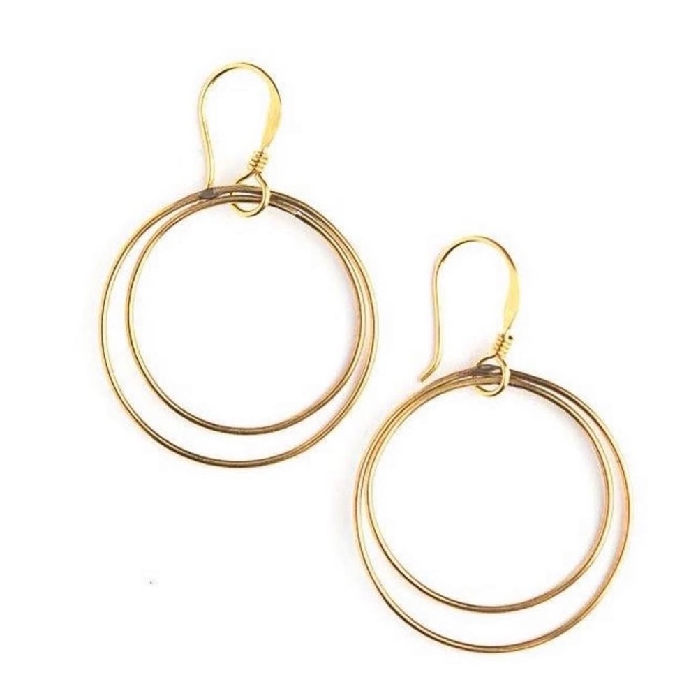 Double Moon Brass Earrings